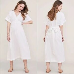 Hatch The Carolina Dress White Size 1 or Small Maternity Cotton Midi Dress
